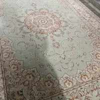 جفت فرش ۹متری ماشینی آبی نقره ای رنگ سالم|فرش|تهران, والفجر (افسریه)|دیوار