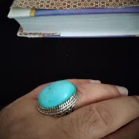 انگشتر فیروزه نگین درشت بدون رگه مغز سنگ زیبا|کلکسیون اشیاء عتیقه|خرم‌آباد, |دیوار