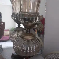 شمعدان نو فلز آبکاری و پایه چوبی
