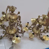 لوستر ۵ شاخه برنجی جفت|لوستر و چراغ آویز|تهران, علی‌آباد|دیوار