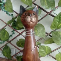 مجسمه چوبی دست ساز تایلندی - گربه