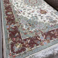 فرش نقشه علیا چهل رج تبریز گل ابریشم در حد نو