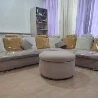 کاناپه L به همراه پاف