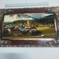 تابلو فرش منظره اروپایی با قاب سلطنتی برجسته