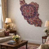 تابلوفرش دستبافت نقشه ایران|تابلو فرش|تهران, پاسداران|دیوار