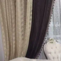 والن پرده ی کرم قهوه ای گیپور