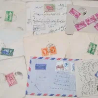 ۴۲ عدد پاکت نامه و نامه محمد رضاشاهی تمبردار