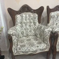 مبل سلطنتی چوبی ۹ نفره با ۳ میز و روکش پارچه ای|مبلمان خانگی و میز عسلی|تبریز, |دیوار