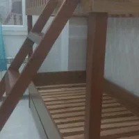 تخت دوطبقه چوب و ام دی اف|تخت و سرویس خواب|فومن, |دیوار