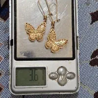 گردنبند پروانه گوشواره پروانه نیم ست پروانه