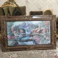 تابلو منظره با قاب سلطنتی طلایی بسیار تمیز و شیک