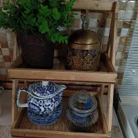 رایزر چوبی دو طبقه نو و لیوان