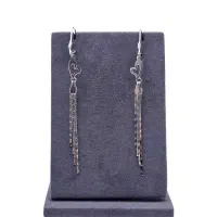 گوشواره آویز بی نگین نقره اصل کد ۱۰۱۰