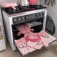 گاز پنج شعله فردار صفحه شیشه دی استیل