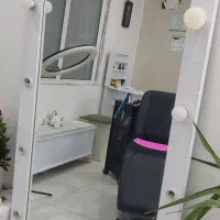 آینه قدی مستطیل چراغ‌دار MDF سفید