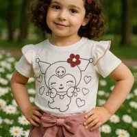 تیشرت شلوارک کرومی گل برجسته