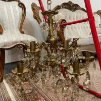 لوستر برنز ۵ شاخه ده لامپ برنز اصل