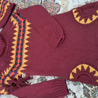 بافت یقه شل با کلاه و شال ست|لباس|ری, علایین|دیوار