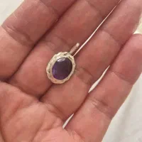 پلاک نقره با سنگ آمیتیست معدنی|جواهرات|کرمانشاه, |دیوار