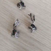 پلاک گوشواره نقره سوارسکی