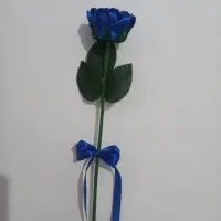 شاخه گل رز روبانی آبی شاین دار