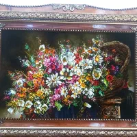 تابلو گل آلوارس کد36 دستبافت و ابریشم دار