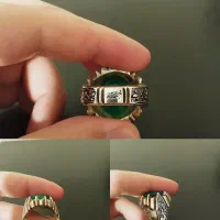 انگشتر دست ساز موزانایت و عقیق سبز|جواهرات|نسیم‌شهر, |دیوار