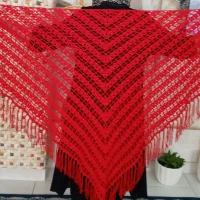 شال بافتنی سه گوش رنگ قرمز