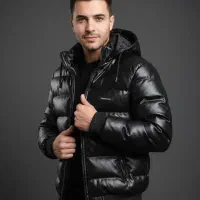 کاپشن مردانه چرم و سیلکونی