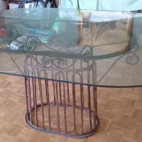 میز شیشه ای پایه فرفورژه