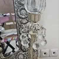 اینه و شمعدان برنز ابکاری نقره