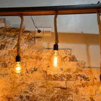 لوستر چوبی مدرن با لامپ ادیسونی|لوستر و چراغ آویز|تهران, توحید|دیوار