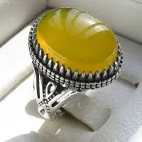 انگشتر نقره عقیق زرد طرح سردار