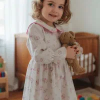 پیراهن مخمل کبریتی گلدار پینترستی دخترانه