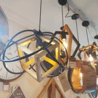 لاینر خطی ۶ شعله چوب روس فلز|لوستر و چراغ آویز|اصفهان, مصلی|دیوار