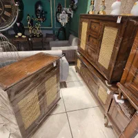 کنسول حصیری تمام چوب سرویس چوب میزتی وی|بوفه، ویترین، کنسول|مشهد, توس (بلوار توس)|دیوار