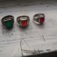 ۳عدد انگشتر نقره عقیق و یاقوت یمن