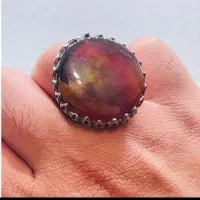 انگشتر استثنایی جزع خرمایی یمن با طبع ارغوانی صفو