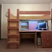 تخت دو طبقه (میز تحریر ، کمد ، دراور و کتابخانه)|تخت و سرویس خواب|تهران, نیروی هوایی (پیروزی)|دیوار