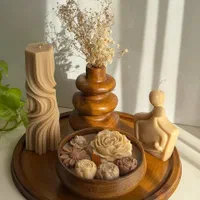 ست سینی سنگ مصنوعی و شمع|صنایع دستی و سایر لوازم تزئینی|شهریار, شهریار|دیوار