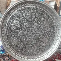 سینی مسی قلم زنی صورت گل مرغ