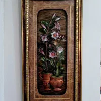 قاب سه بعدی گل چینی- گل برجسته- با شیشه