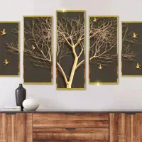 تابلو پنج تیکه دکوراتیو طرح درخت