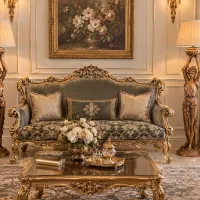 یک جفت آباژور ایستاده (تندیس )کنار سالنی