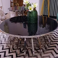 میز جلو مبلی تمام استیل و عسلی