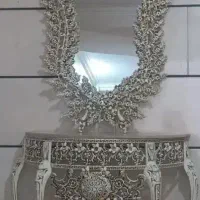 آیینه و شمعدان رومیزی سنگ دار استخوانی