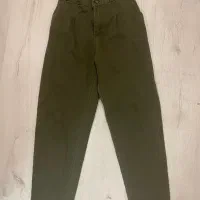 شلوار کتان سبز کمر کش