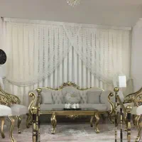 پرده حریر کریستالی گلدوزی شده