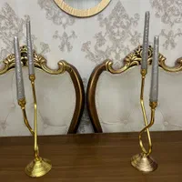 جا شمعی پایه دار رو میزی ۲ عددی همراه با شمع|صنایع دستی و سایر لوازم تزئینی|کهریزک, |دیوار