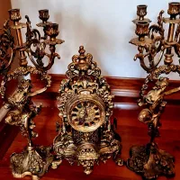 دکوری آنتیک کلاسیک ساعت رومیزی،شمعدانی مجسمه فندک